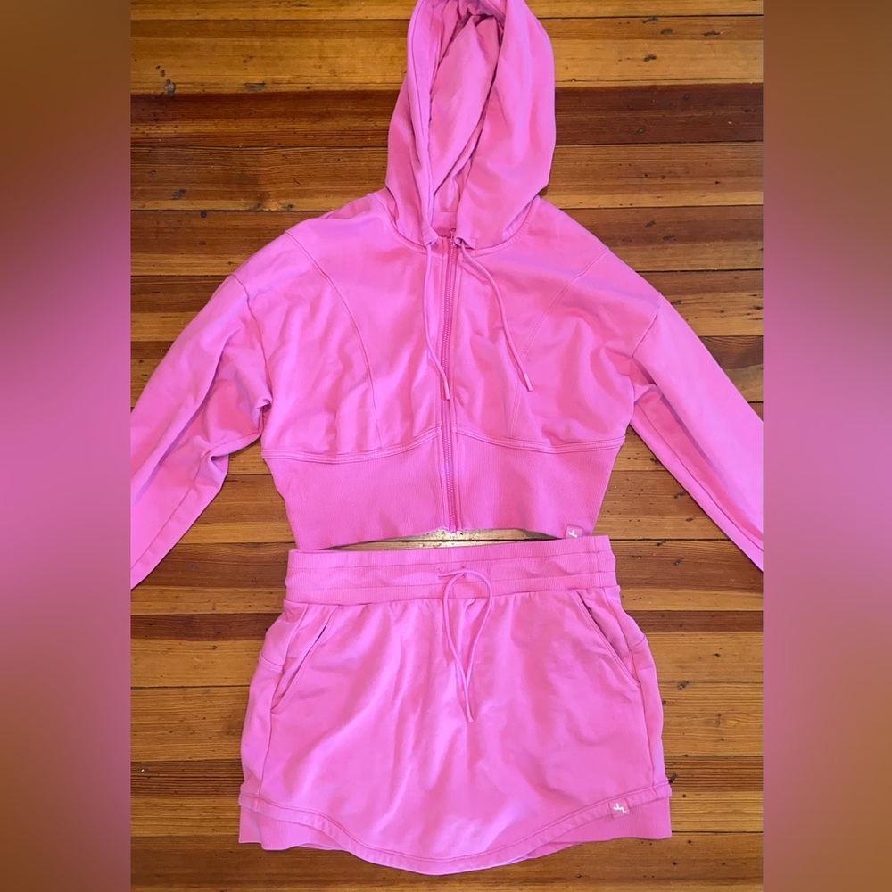 Pink Skirt and Hoodie Matching Set